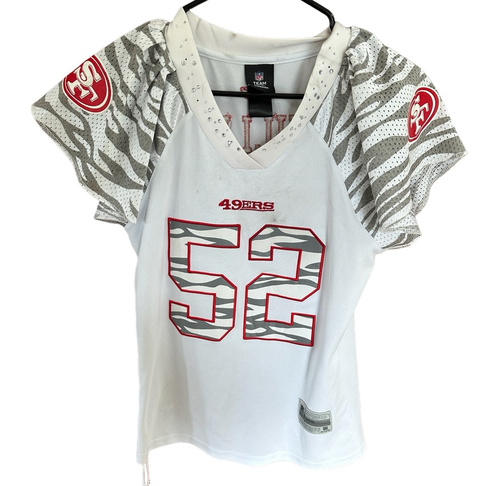 RARE 49er Bling V Neck NFL Team Licensed Jersey "Willis 54"  Size S